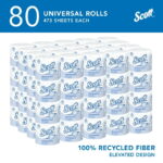 Scott Professional 100% Recycled Fiber Standard Roll Toilet Paper, Bulk (13217), 2-Ply, Elevated Design, White, Individually Wrapped (80 Rolls of 473 Sheets, 37,840 Sheet Total) - Image 3