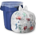 Aluf Plastics 55 gallon heavy duty clear trash bags, 1.5 mil industrial strength plastic, 35" x 55", value pack of 50, fits toter, rubbermaid brute, carlisle bronco