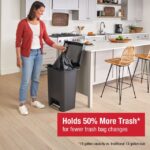 Rubbermaid Kitchen Trash Can, 19 Gallon, Plastic, Rectangular, Dual Compartment, Step Lid, Garbage Bin, Charcoal - Image 2