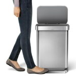 simplehuman 55 Liter / 14.5 Gallon Rectangular Kitchen Step Trash Can, Brushed Stainless Steel - Image 2