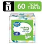 Great Value Soothing Lotion Facial Tissues, 1 Cube, 60 Tissues per Cube, 3-Ply, Compare to Kleenex®
