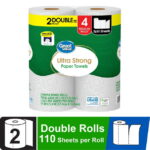 Great Value Ultra Strong Paper Towels, White, 2 Double Rolls
