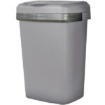 Hefty Kitchen Trash Can, 12.1 Gallon Plastic Touch Top Garbage Bin with Push Button Lid, Gray