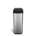 Nine Stars Automatic Kitchen Trash Can, 13 Gallon Stainless Steel, Motion Sensor Hands-Free Soft-Close Lid Garbage Bin, Silver