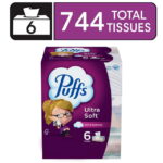 Puffs Ultra Soft Facial Tissues, 6 Family Size Boxes, 124 Tissues per Box
