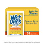 Wet Ones Antibacterial Hand Wipes, Tropical Splash Citrus Scent, 24 Ct Individually Wrapped Wipes