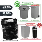 55 Gallon Trash Bags, Heavy Duty Outdoor Garbage Bags (60 Count) for Waste, Lawn and Leaf ,1.5 Mil - Image 3